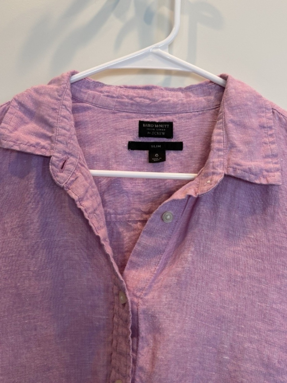 J.Crew Baird McNutt 100% Irish Linen Shirt 6 Slim Fit Orchid Purple - Picture 2 of 9
